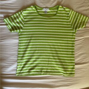 Passport Green & White Striped Short Sleeve Tee